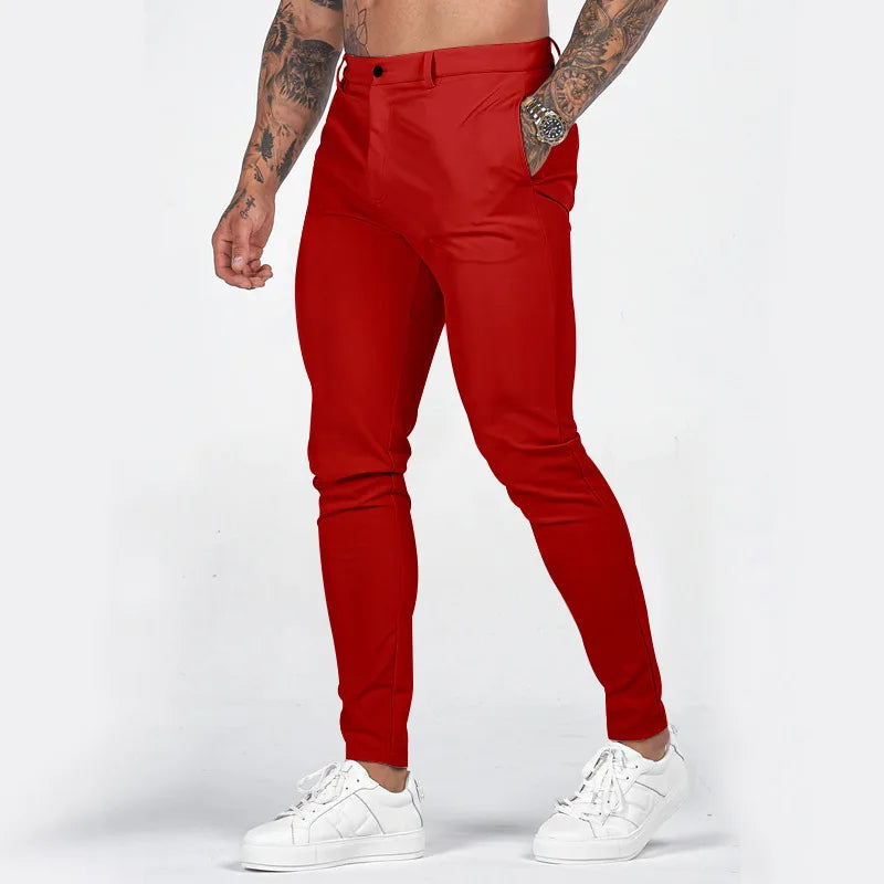 Y2K Mens New Streetwear Jogging Pencil Pants Men Business Casual Trousers Vintage Patchwork Straight Long Pants Pantalon Homme