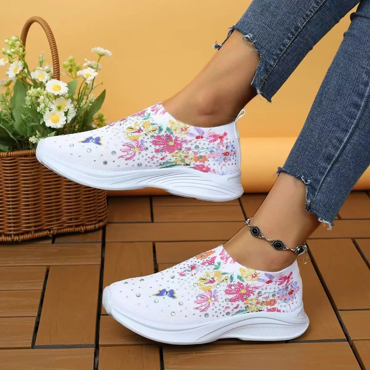 2024 Summer Women Shoes Knitting Sock Sneakers Women Flat Shoes Casual Breathable Sneakers Flats Walking Shoes for Women