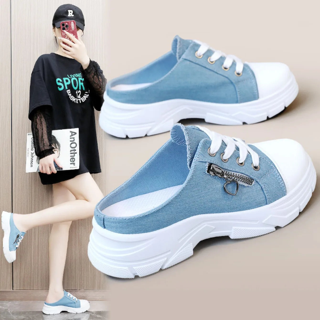 Summer Women's Fashionable Casual Shoes Non-slip Slip-on Shoes Breathable Shoes Outdoor Shopping Slippers 2024