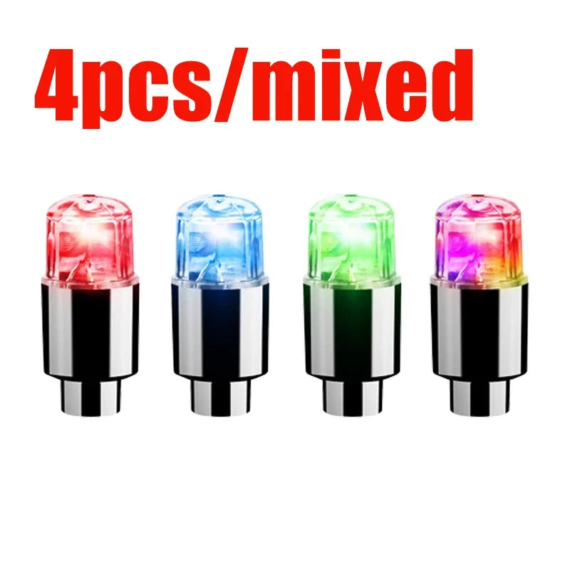 Car Hub Ambient Light Bicycle LED Tire Lights Universal Car Neon Lamp Valve Cover Lights Tire Colorful Flashing Bulb Decoration