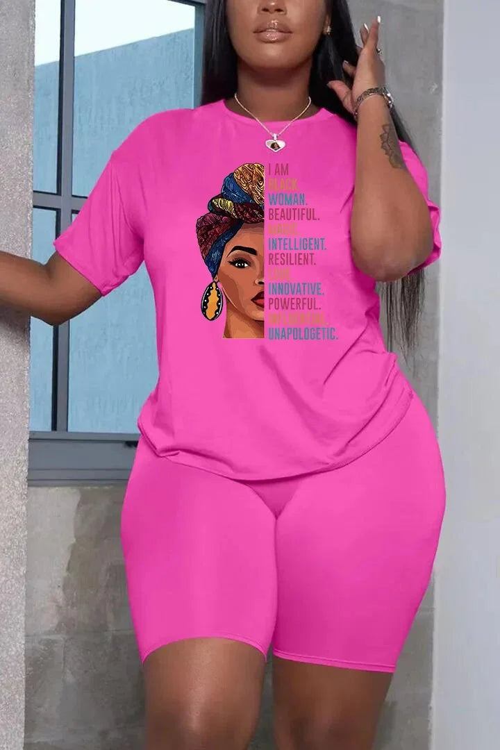 Women's Suit Summer Two Piece Sets Casual Short Sleeve O-Neck Y2k Printing Graphic Aesthetic 2 Piece Sets Womens Outfits