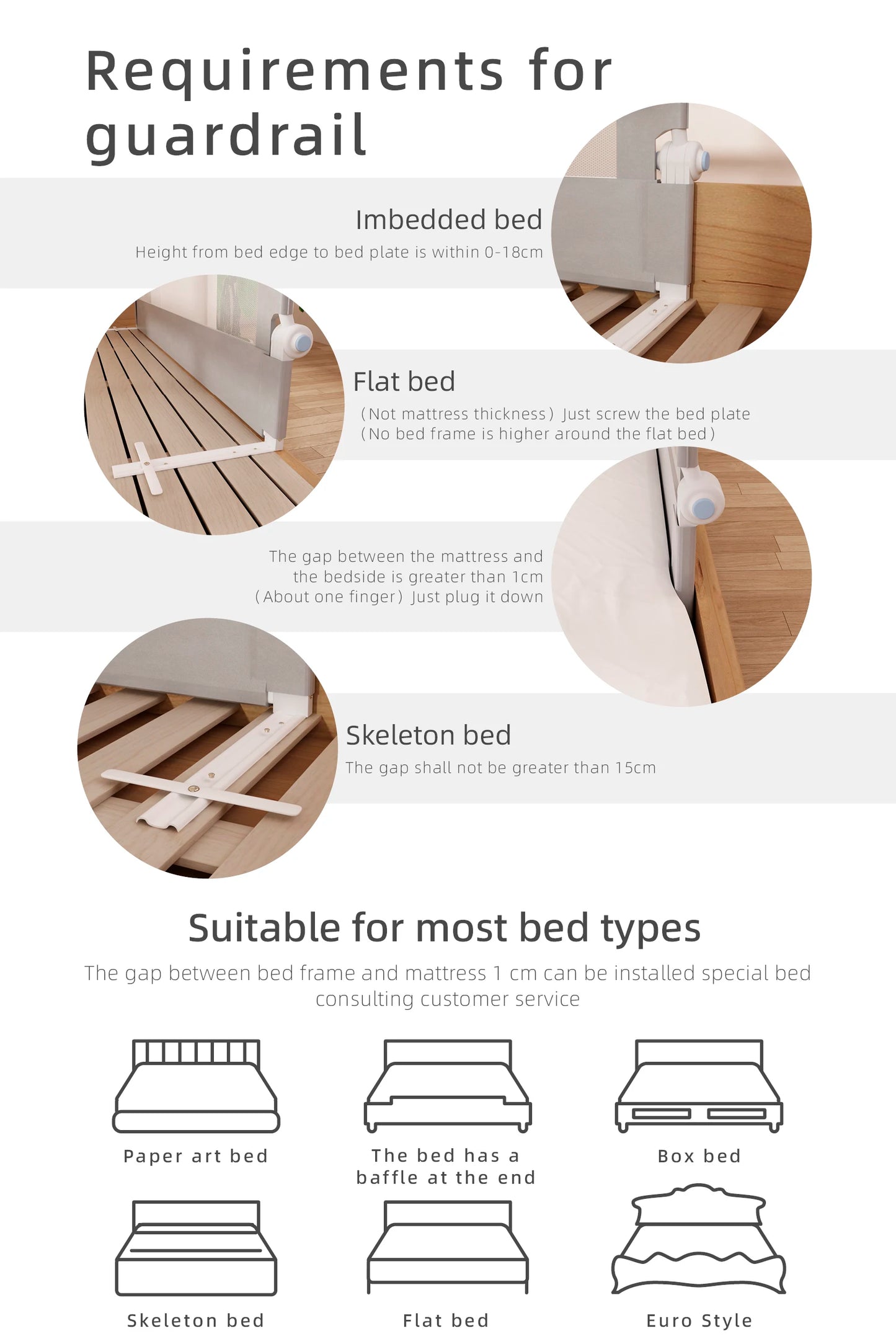 New Arrival Bed Rail Guard for Baby Crib Rails No-assembly Bed Protective Barrier for Kids Safe Fence