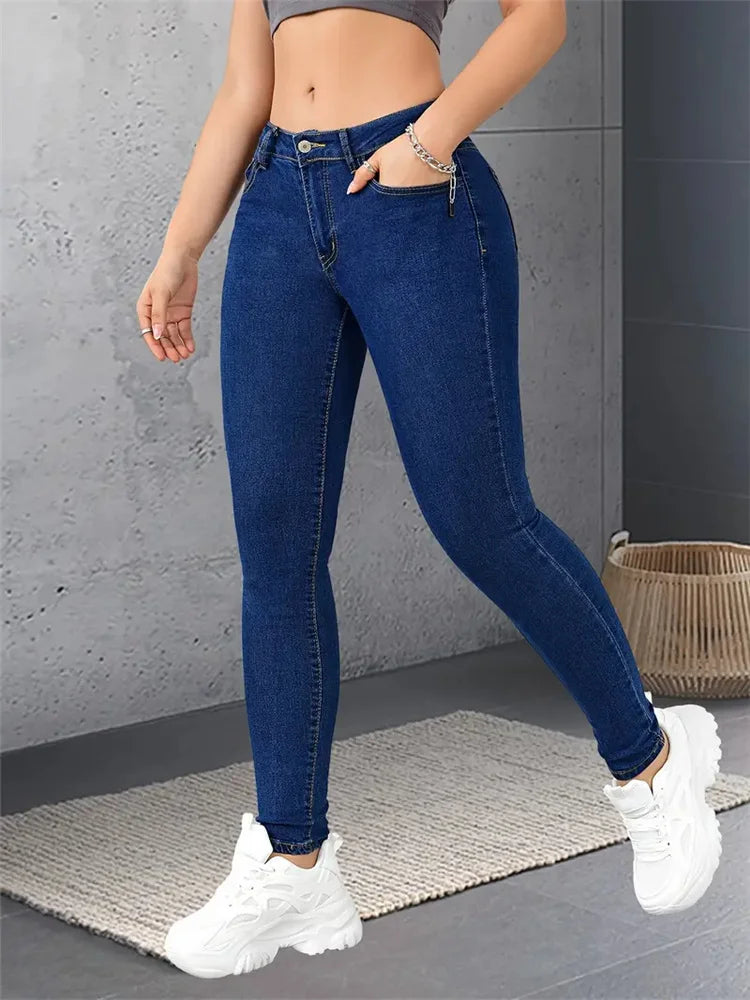 2024 Women Stretch Skinny Jeans Lady Slim Fit Pencil Jeans Girls Leggings Straight Leg Pants Light Blue Gray Black Sexy Trousers