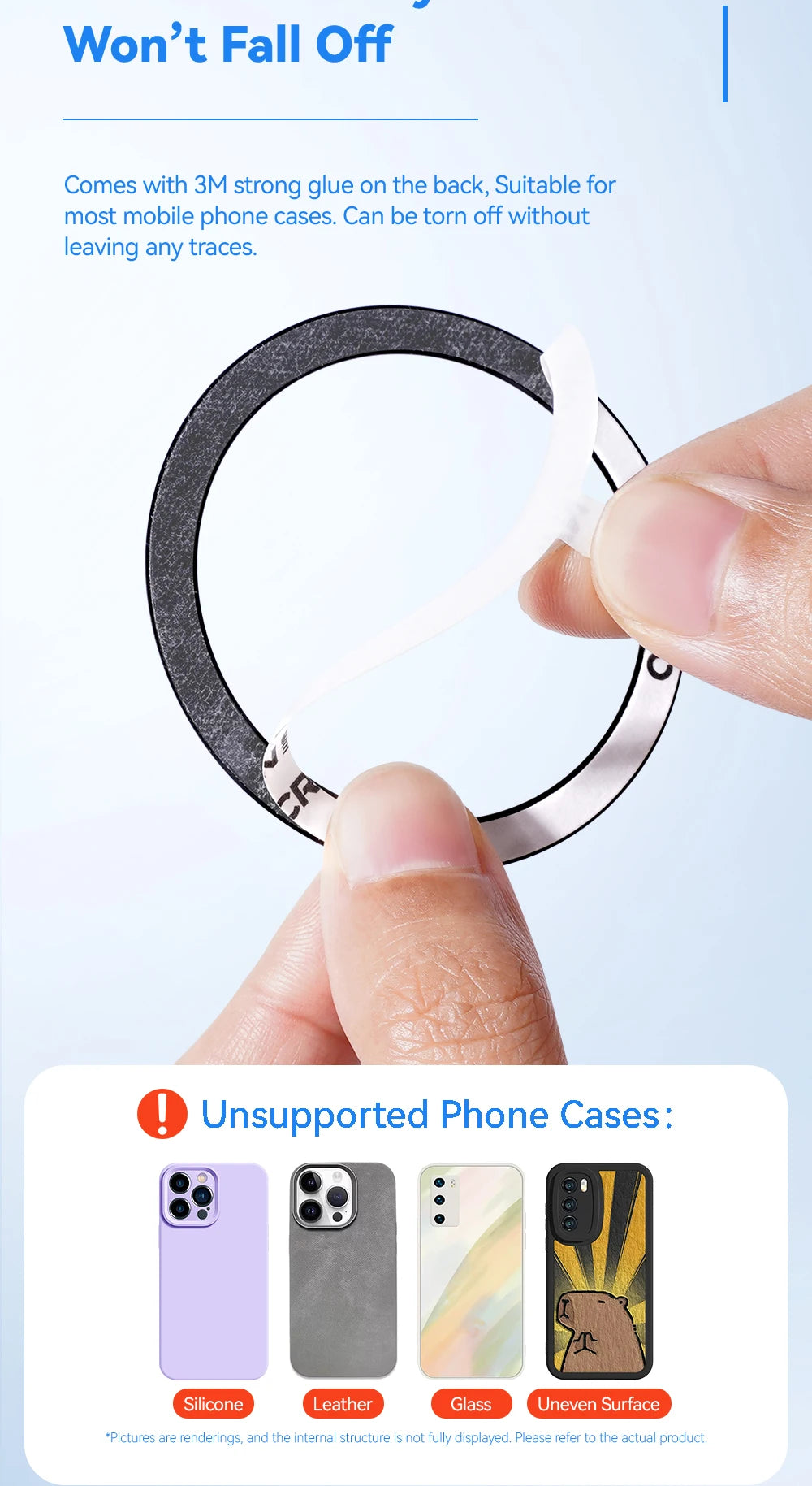 Essager 2PCS Magnetic Metal Ring 0.3mm Universal Sticker for iPhone 15 14 Pro MagSafe Magnet for Samsung Wireless Charging Plate