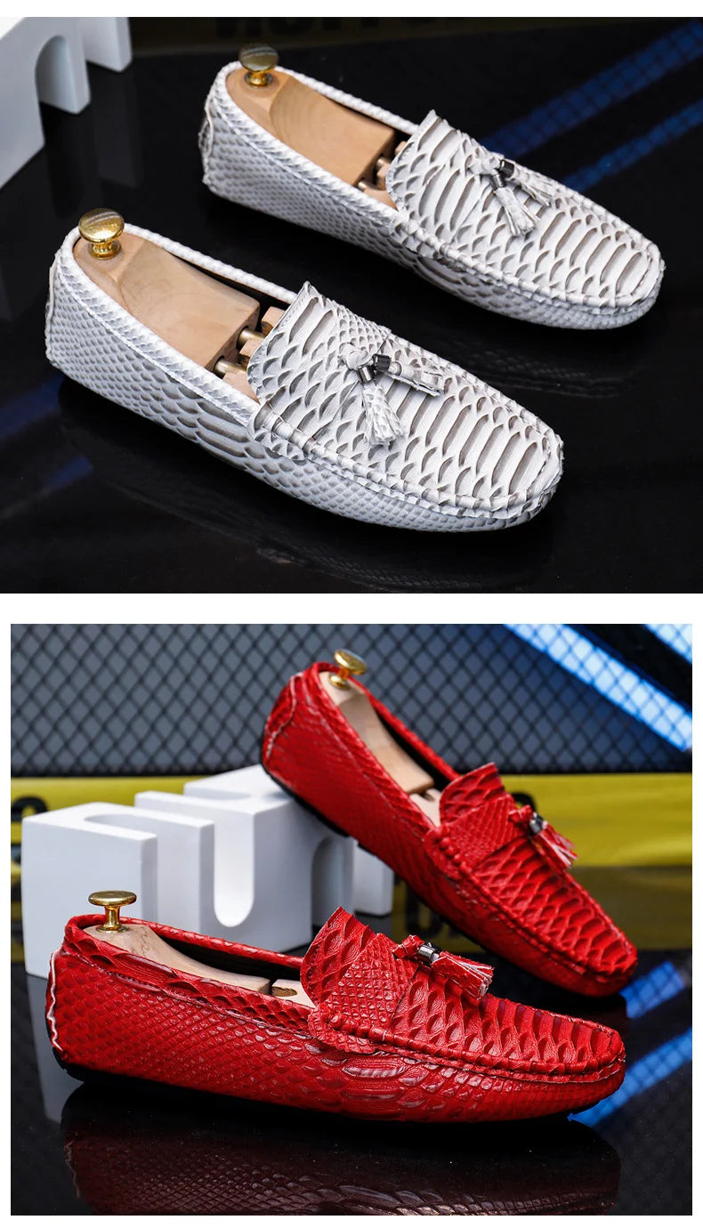 Hot sale Red Men Loafers Luxury Leather Boat Shoes Men Light Breathable Flat Slip On Shoes Big Size 47 Casual Moccasin Shoes Men