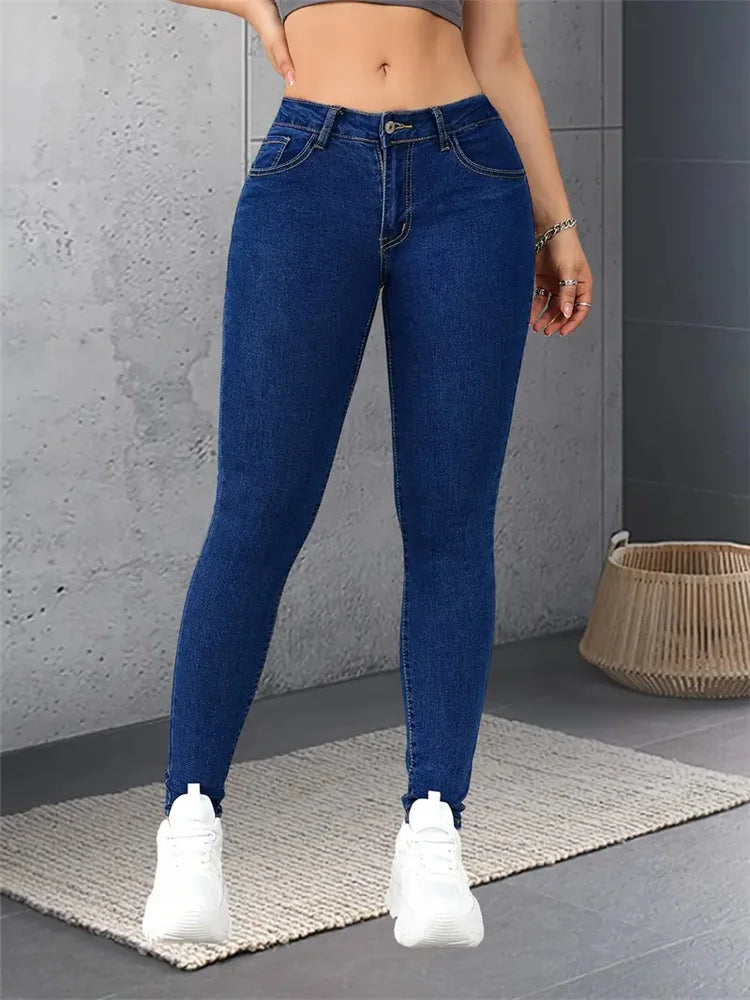 2024 Women Stretch Skinny Jeans Lady Slim Fit Pencil Jeans Girls Leggings Straight Leg Pants Light Blue Gray Black Sexy Trousers