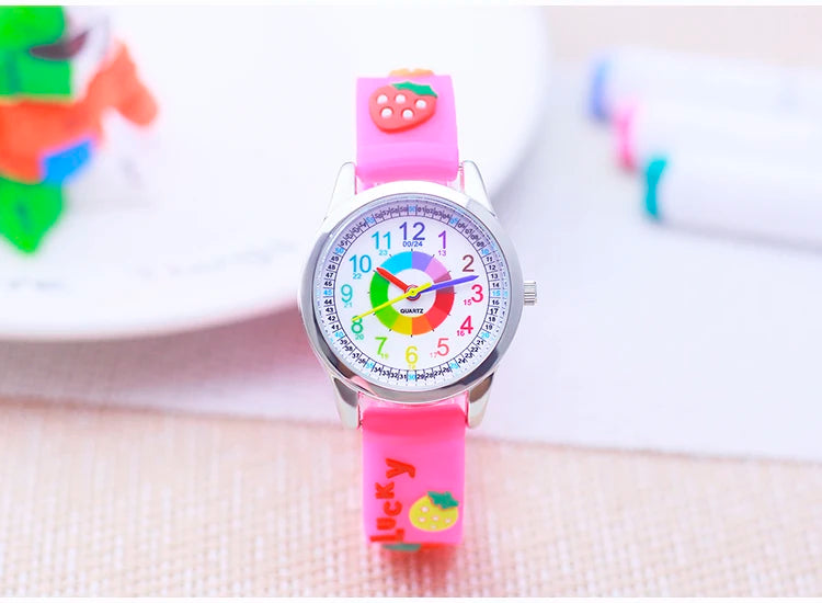 Smart Child Children‘s Girls Babies Cute Sweetheart Princess 3D Strawberry Silicone Color Digital Watch Kids Items Wristwatches