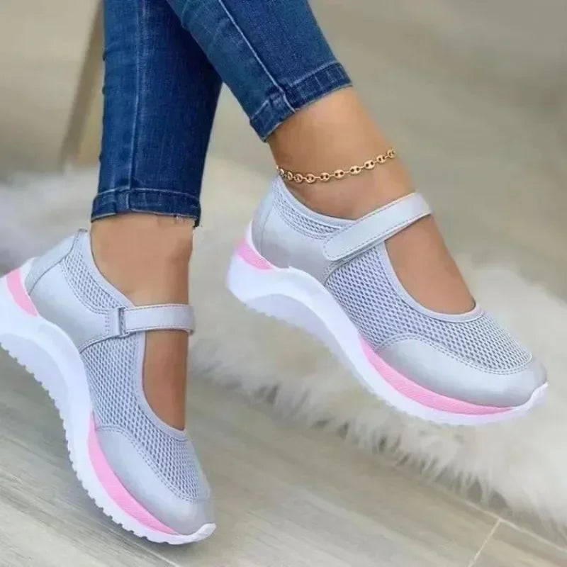 Women Fashion Vulcanized Sneakers Platform Solid Color Flats Ladies Shoes Casual Breathable Wedges Ladies Walking Sneakers