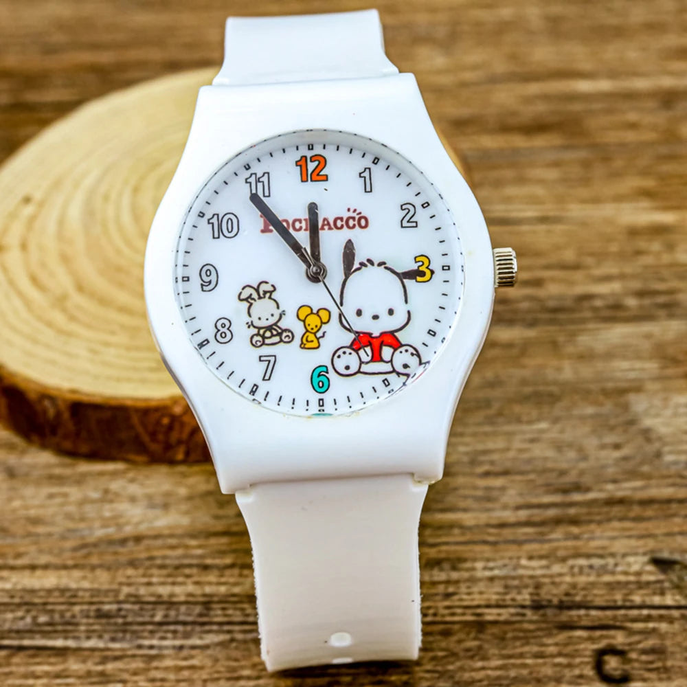 New Student Watch Silicone Strap Children's Quartz Watch Fashion White Cute Puppy Cartoon Watches for Kids Clock Gifts