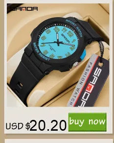 SANDA 9072 Students Watches New Design Soft TPU Strap Water Resistant Quartz Movement Outdoor Sports Analog Wrist Watch