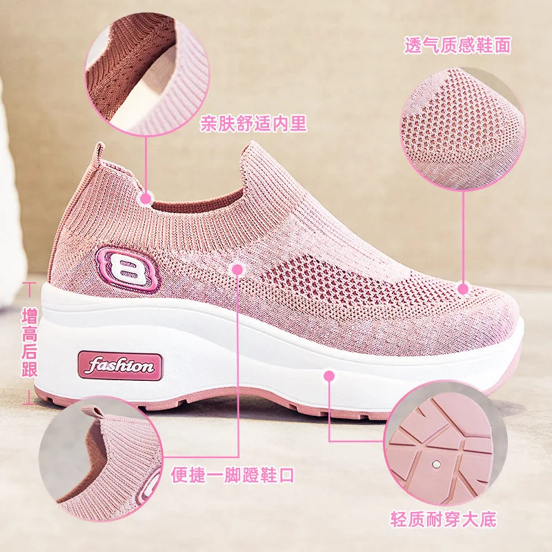 trainers woman sports Height Increasing Platform Shoes Sneakers Women Shoes Breathable Mesh Sports Shoes For Ladies Chunky Shoes