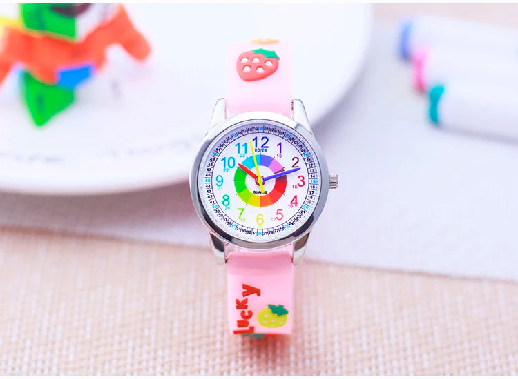 Smart Child Children‘s Girls Babies Cute Sweetheart Princess 3D Strawberry Silicone Color Digital Watch Kids Items Wristwatches