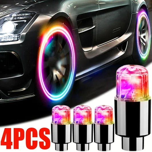 Car Hub Ambient Light Bicycle LED Tire Lights Universal Car Neon Lamp Valve Cover Lights Tire Colorful Flashing Bulb Decoration