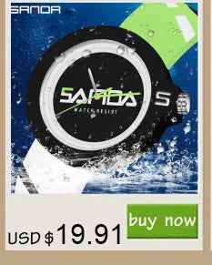 SANDA 9072 White Watches New Design Soft TPU Strap Water Resistant Quartz Movement Outdoor Sports Analog Wrist Watch for Student