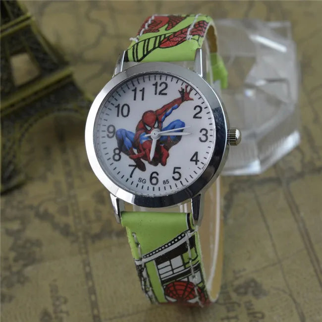 Children Cartoon Watch Spiderman Leather Strap Kids Quartz Watch Best Child Wristwatch Waterproof Men Watches Boy Gift