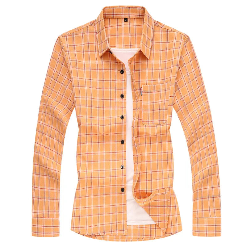 Large Size 7XL Men's Long Sleeved Plaid Shirt Spring and Autumn New Men Dance Party Dress Tops