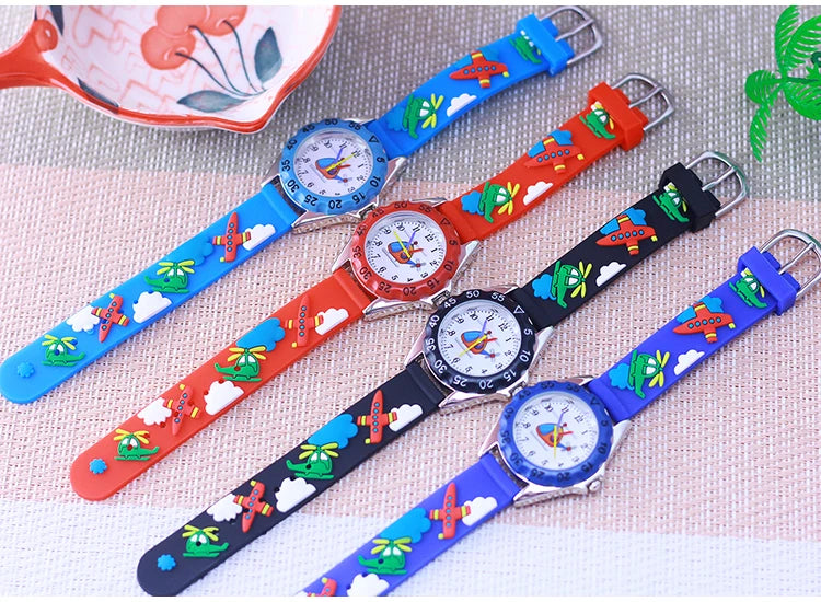 New Style Fashion Children Boys Girls Cartoon Helicopter Plane High Quality Watches Students Kids Cool Water Resistant Watches