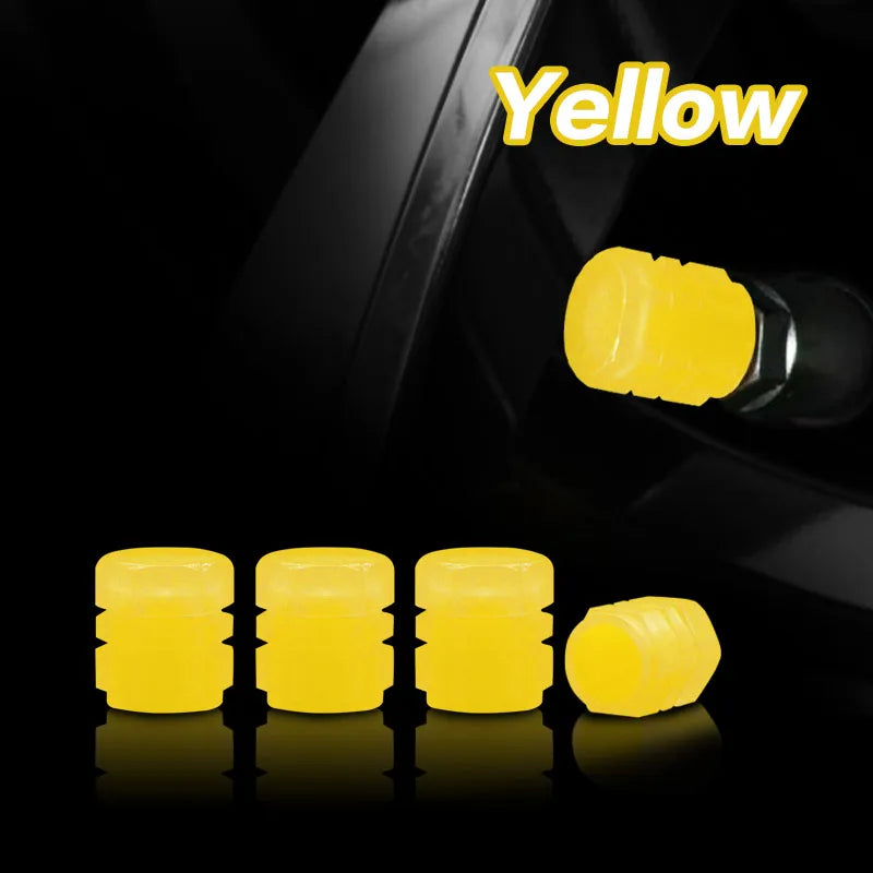 New Luminous Car Tire Valve Caps Wheel Tyre Rim Stem Covers Dustproof Waterproof for Auto Motorcycle Bicycle Glow In The Dark