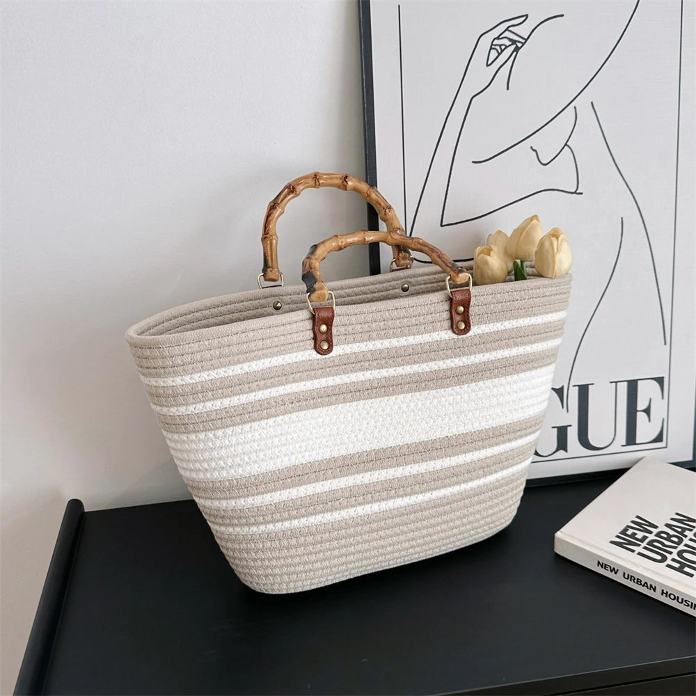 MOODS Straw Beach Handbags For Women 2023 Designer Luxury Crochet Bags Bohemia Style Raffia Rattan Large Capacity Shopper Totes