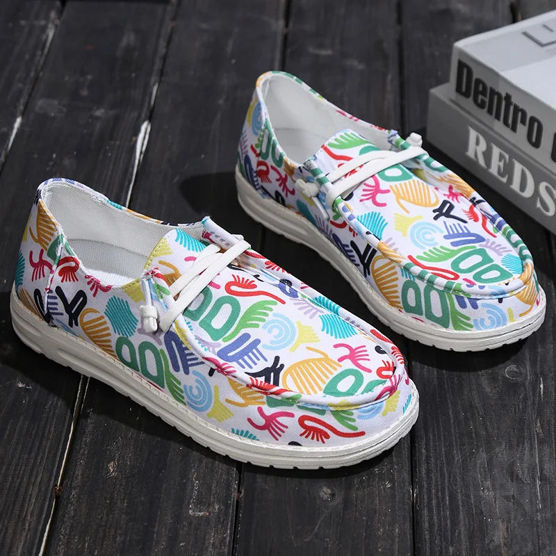 Women Orange Vulcanized Shoes Canvas Slip on Loafers Female Flat Shoes Fashion Ladies Walking Shoes Casual Sneakers 2023