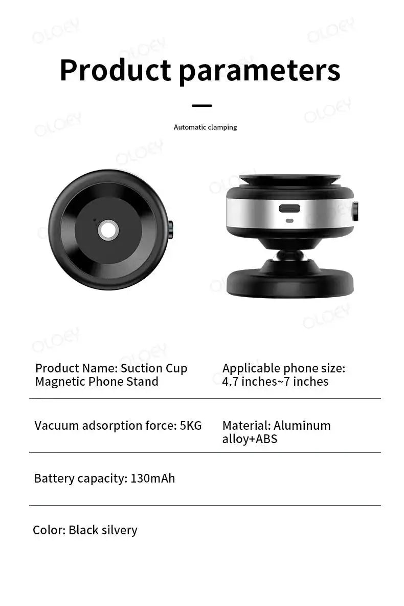 Wireless charge 360°rotatable vacum car holder For iPhone Samsung Xiaomi magnetic car mount vacuum phone holder