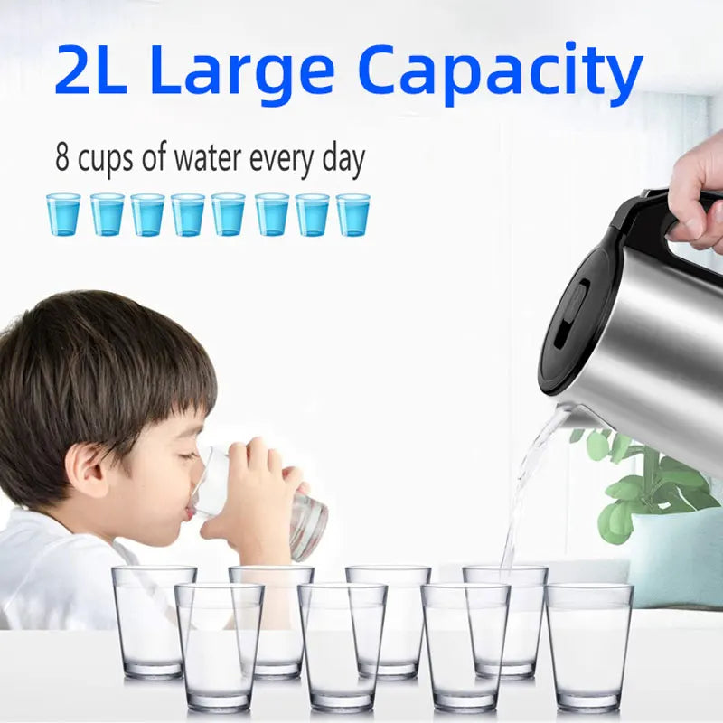 2L Electric Kettle,Quickly Boiling Water,Automatic Power-Off,Dry-Boil Protection,110V1000W,220V1500-1700W,Food Grade 304