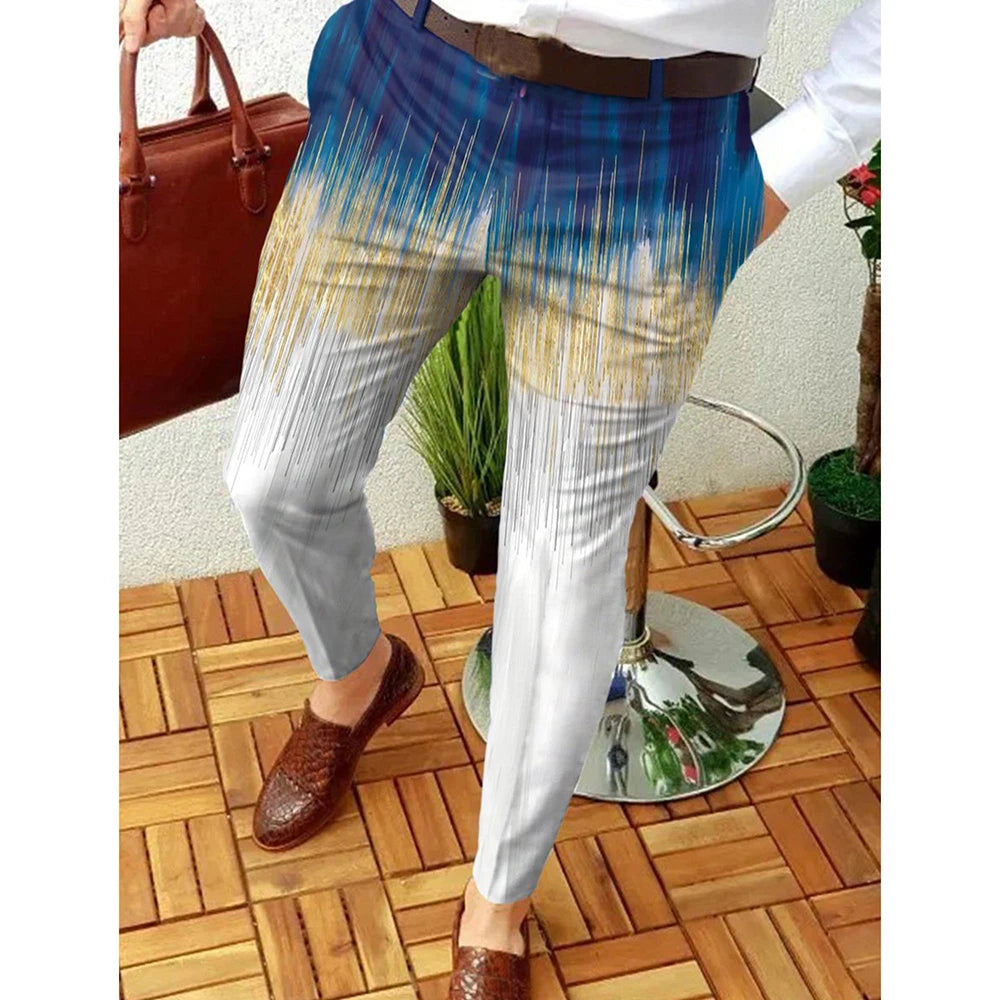 New Smart Casual Trousers Men's Elegant Fashion Printed Slim Dress Pants Men Commuter Comfortable Suit Pants