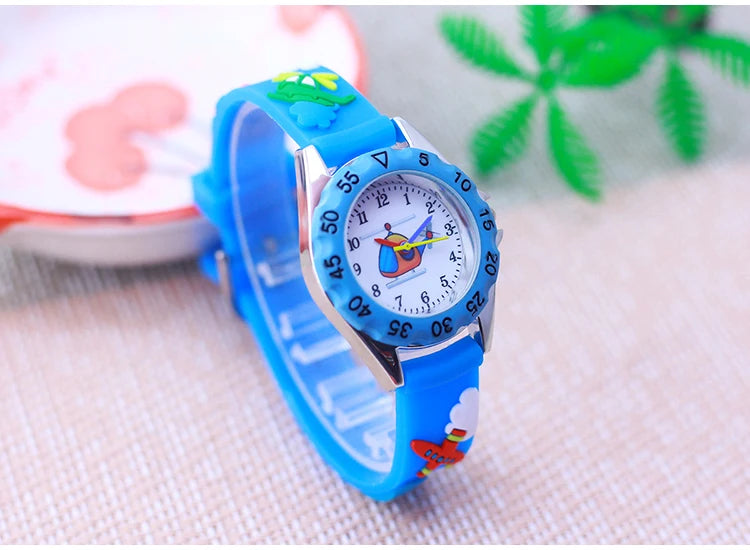 New Style Fashion Children Boys Girls Cartoon Helicopter Plane High Quality Watches Students Kids Cool Water Resistant Watches