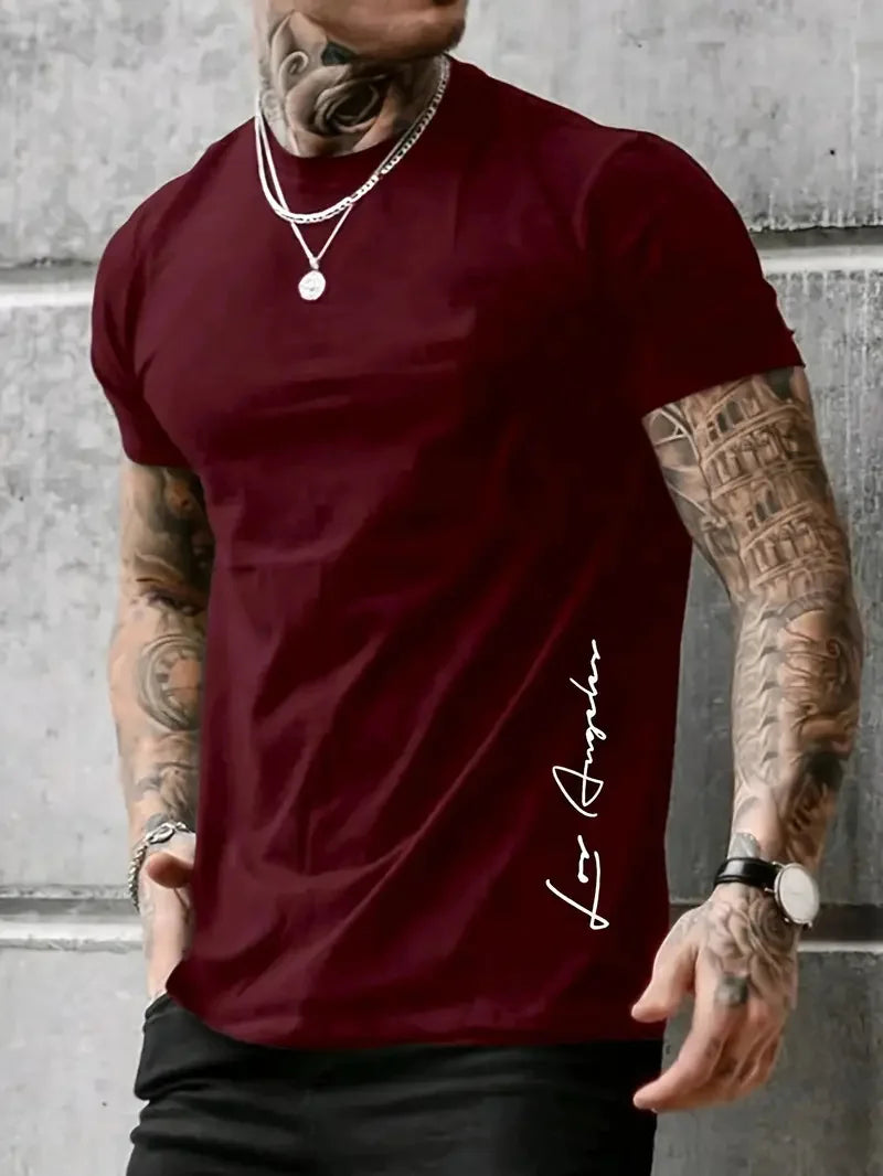 Fashionable and simple letter printing summer short-sleeved round neck men's comfortable, breathable and comfortable T-shirt