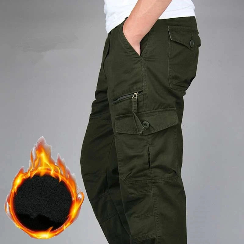 Winter Thicken Fleece Pants Men Casual Cotton Military Tactical Baggy Cargo Pants Double Layer Thermal Warm Straight Trousers