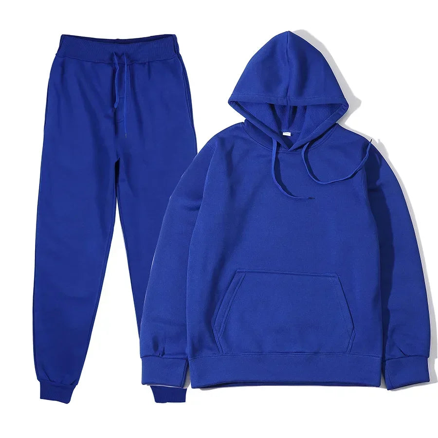 Men's Tracksuit Jogger Sportswear Casual Sweatershirts Sweatpants Streetwear Pullover Solid Color Fleece Hoodies Sports Suit New