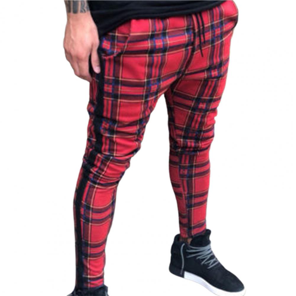 Pencil Pants Sweatpants Men Pants Plaid Simple Spring Sweatpants Mens Joggers Pants Mens Slim Fit Hole Pencil Pants Long Trouser