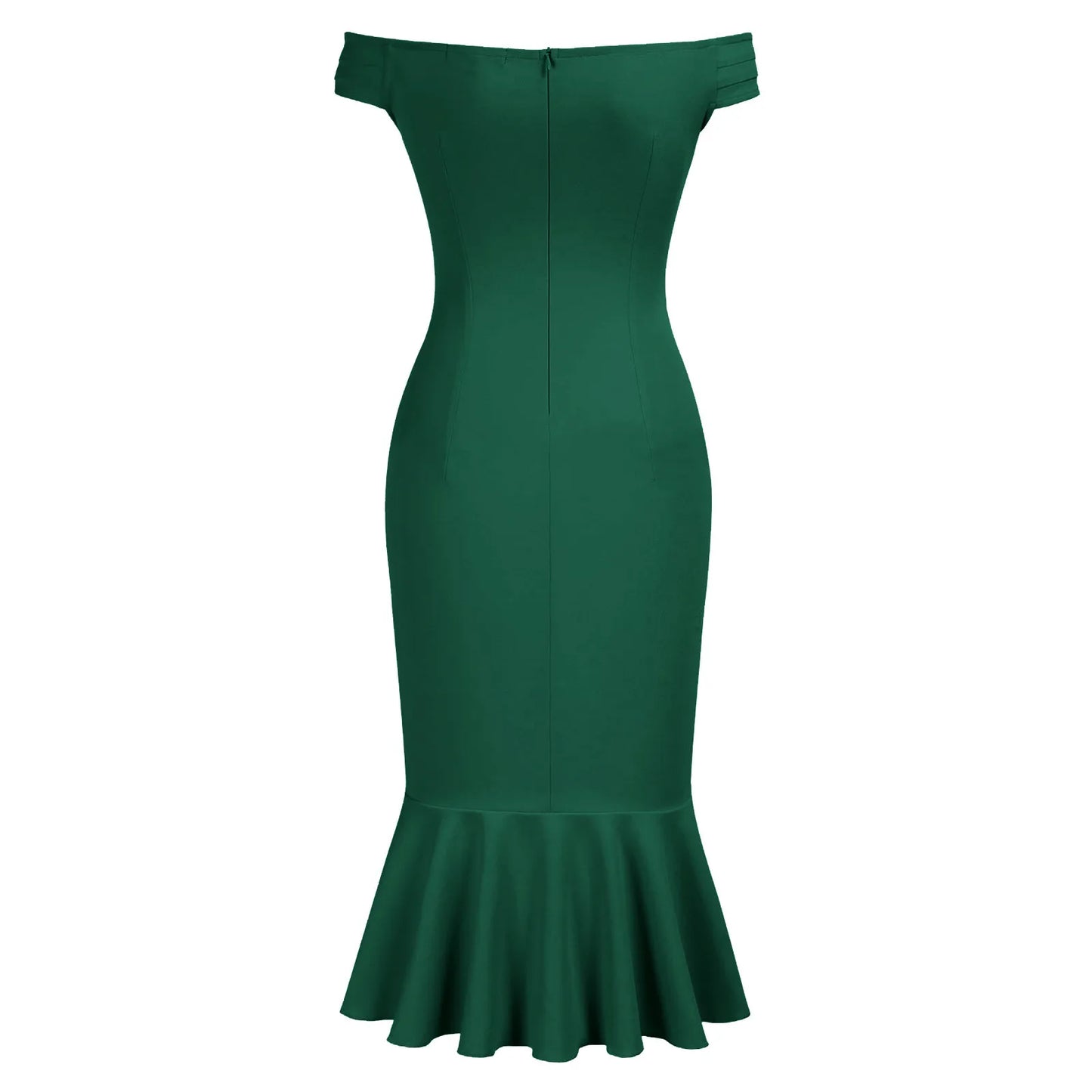 Women's elegant party dresses Off Shoulder V-Neck Ruffle Pleat Waist Slit Dress classic fishtail skirt  traf vestidos para mujer