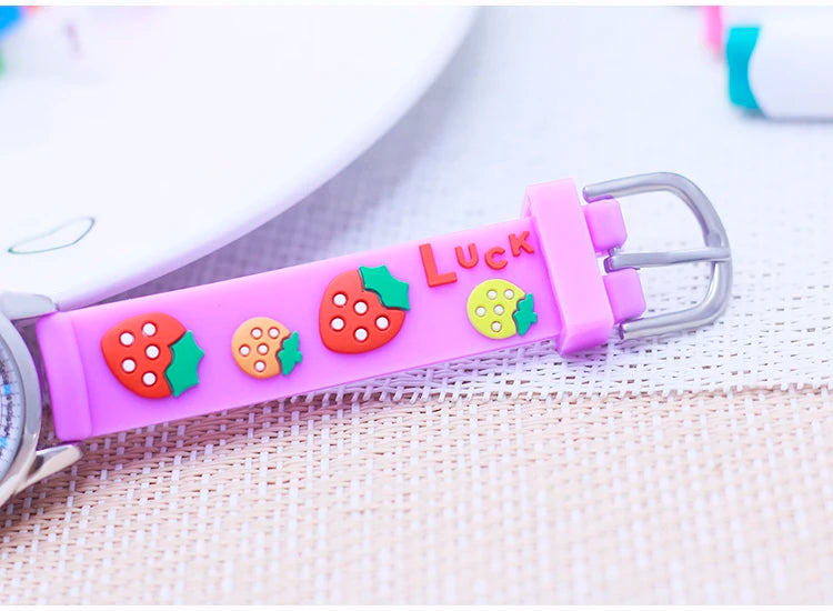 Smart Child Children‘s Girls Babies Cute Sweetheart Princess 3D Strawberry Silicone Color Digital Watch Kids Items Wristwatches