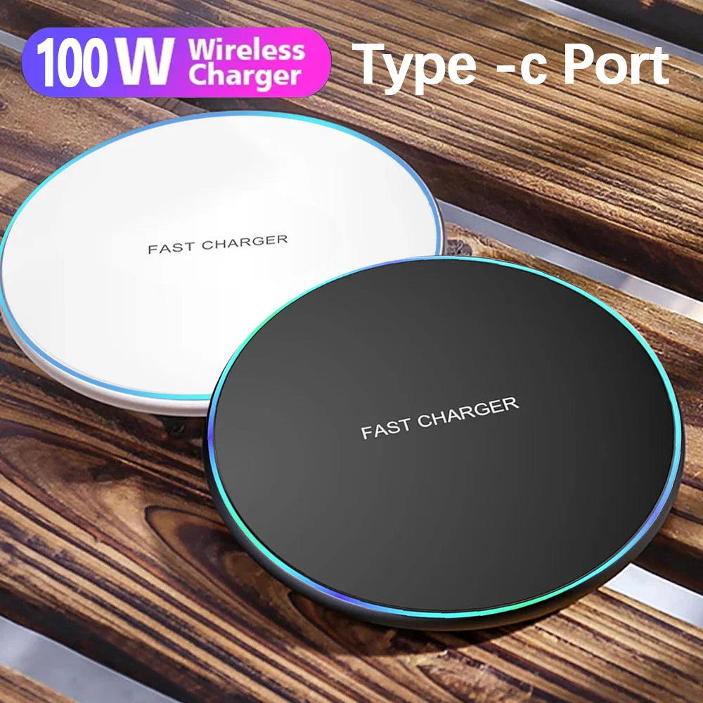 100W Fast Wireless Charger Pad for iPhone 15 14 13 12 11 Pro Max Samsung Galaxy S24 S23 S22 S20 Xiaomi Wireless Charging Station