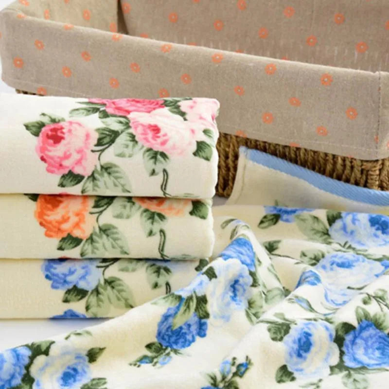 Home Hotel Soft 100% Cotton Face Flower Towel Peony Floral Terry Quick Dry Bathroom Towels Facecloth 34*74cm 1pc