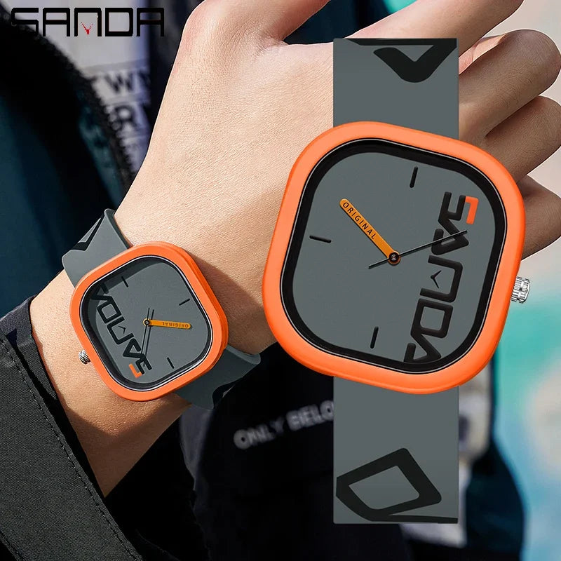 SANDA 3203 Brand Fashion Sports Quartz Watch Men Luxury Casual Waterproof Silicone Strap Men Clock  Simple Design Men Wristwatch