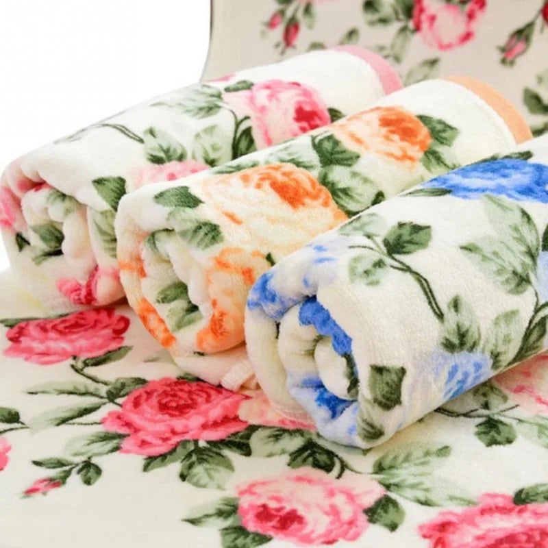 Home Hotel Soft 100% Cotton Face Flower Towel Peony Floral Terry Quick Dry Bathroom Towels Facecloth 34*74cm 1pc