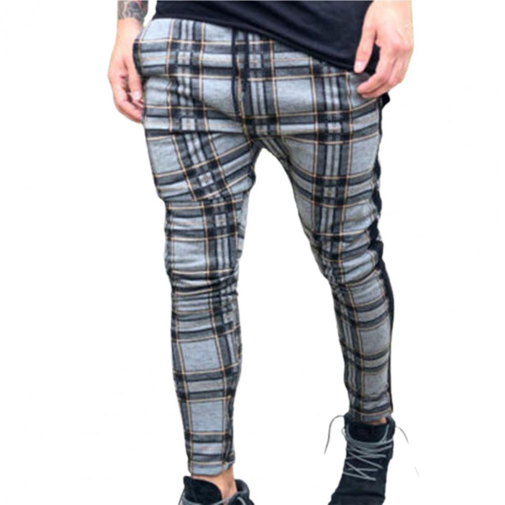 Pencil Pants Sweatpants Men Pants Plaid Simple Spring Sweatpants Mens Joggers Pants Mens Slim Fit Hole Pencil Pants Long Trouser