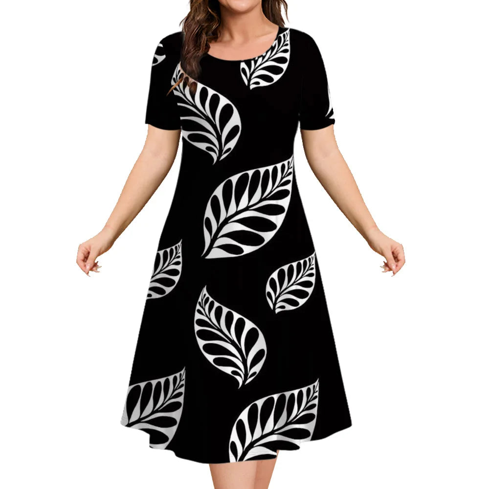 2024 New Floral Graphic Print Women's Dresses Elegant Midi Dresses Summer Dresses Plus Size Female Fashion Free Shipping