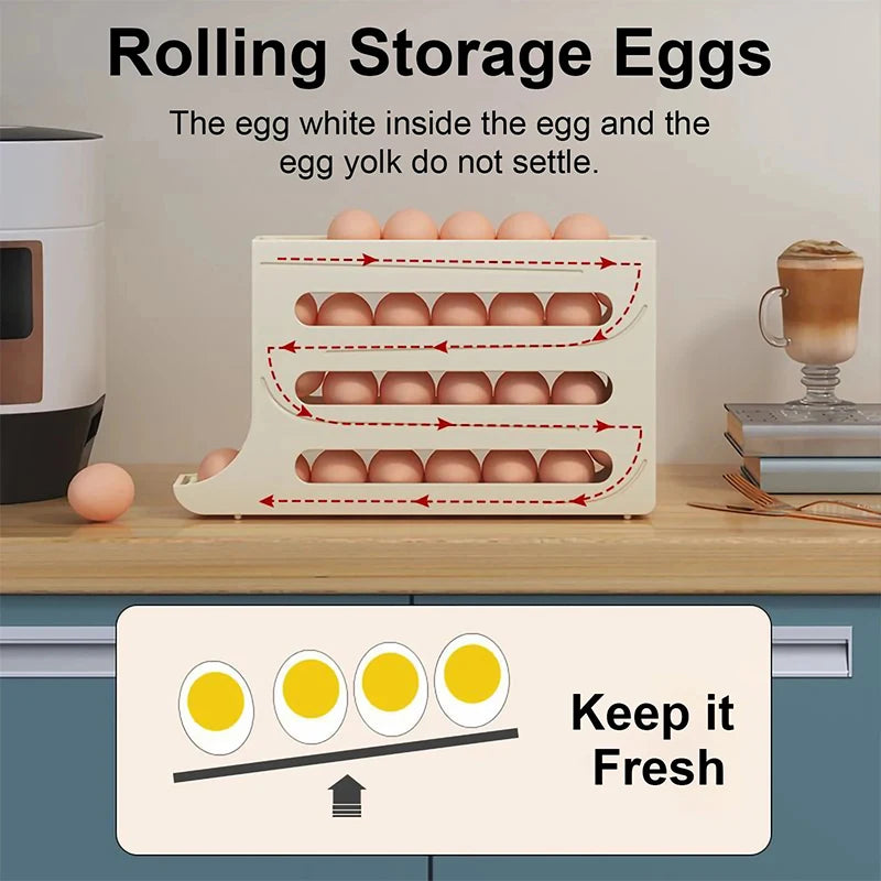 Egg Holder Eggs Organizer Sliding Rail Shelf 	Refrigerator Stand Accessory Storage Rail Box Container Organization Kitchen