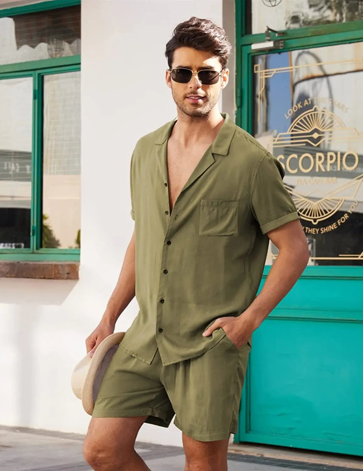 2024 Summer Casual Short-sleeved Linen Shirts Mens Shorts Loose Sweatpants Men Clothes Sweatshirts 2 Pieces Suits Tracksuit 3XL