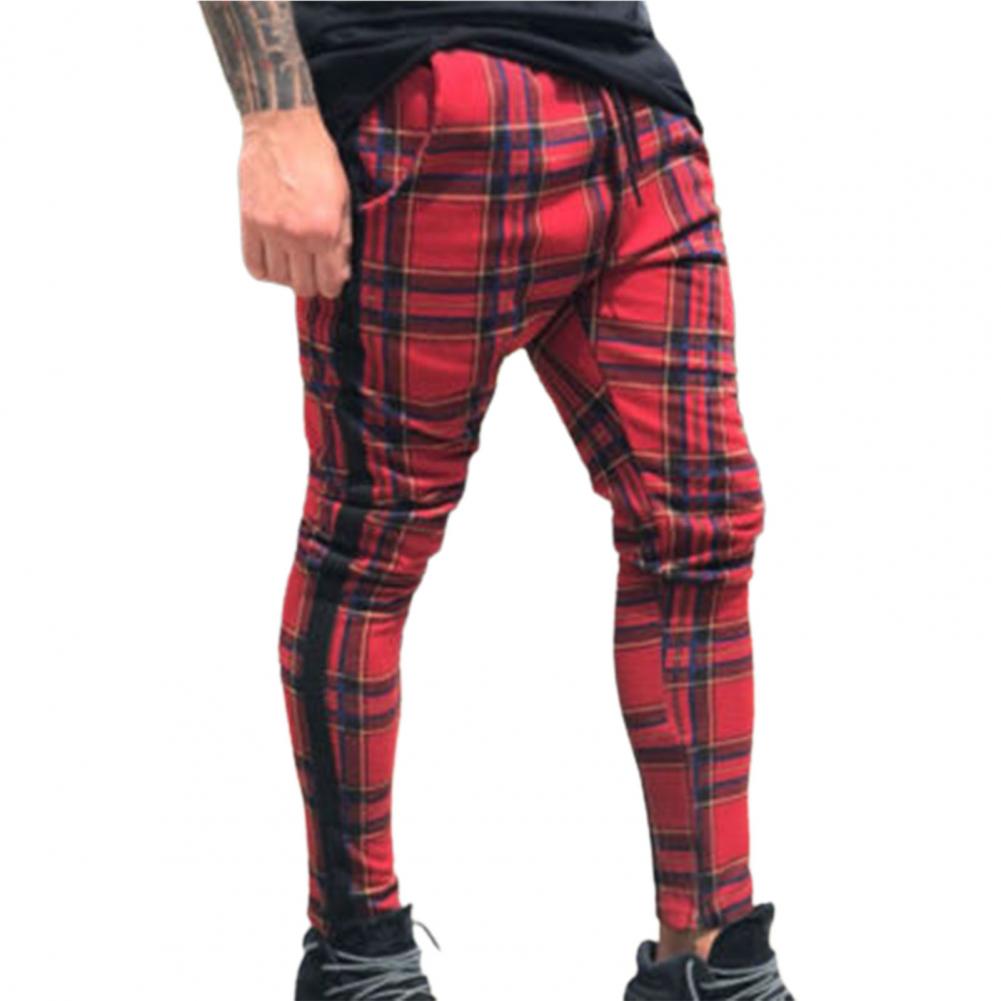 Pencil Pants Sweatpants Men Pants Plaid Simple Spring Sweatpants Mens Joggers Pants Mens Slim Fit Hole Pencil Pants Long Trouser