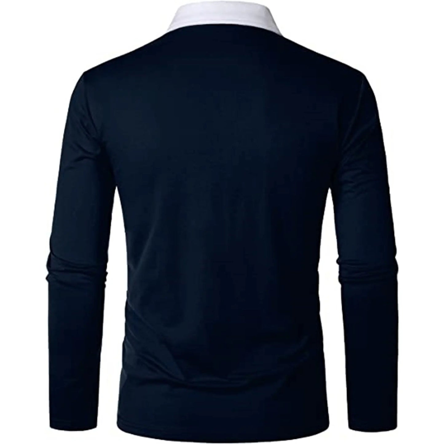 Men's long sleeve Color matching Stylish zipper with men's lapel long sleeve