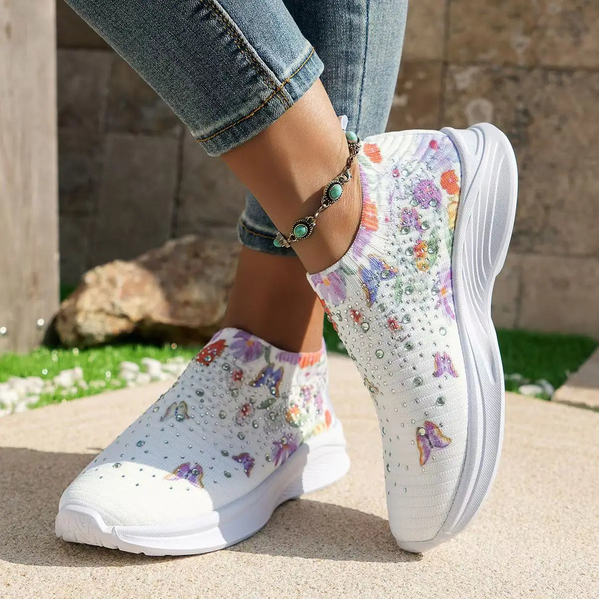 2024 Summer Women Shoes Knitting Sock Sneakers Women Flat Shoes Casual Breathable Sneakers Flats Walking Shoes for Women