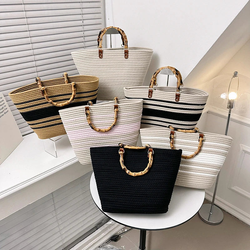 MOODS Straw Beach Handbags For Women 2023 Designer Luxury Crochet Bags Bohemia Style Raffia Rattan Large Capacity Shopper Totes