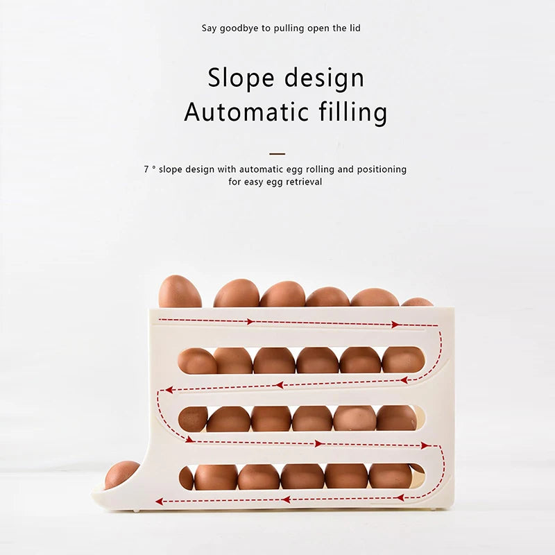 Egg Holder Eggs Organizer Sliding Rail Shelf 	Refrigerator Stand Accessory Storage Rail Box Container Organization Kitchen