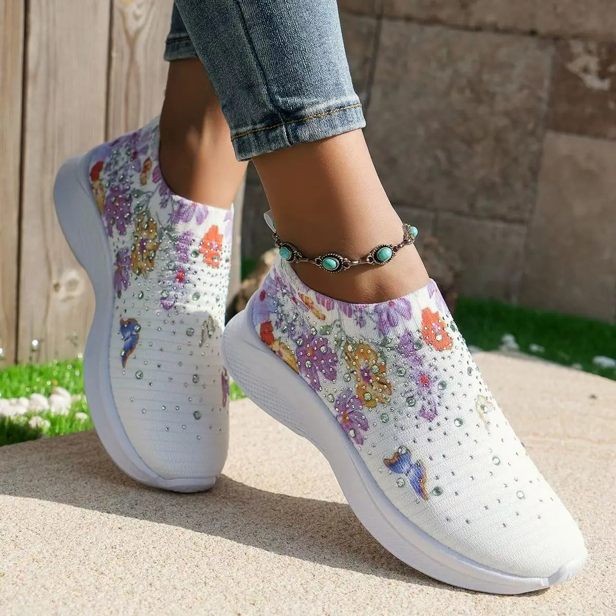 2024 Summer Women Shoes Knitting Sock Sneakers Women Flat Shoes Casual Breathable Sneakers Flats Walking Shoes for Women