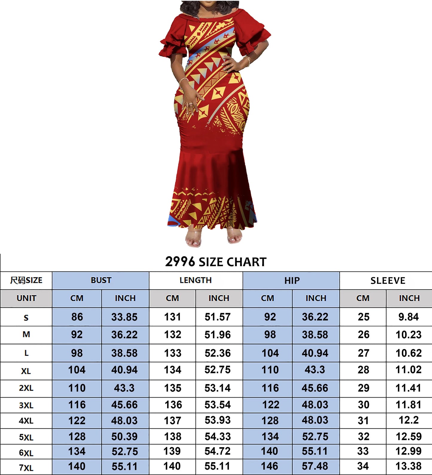 Vintage Polynesian Tribal Puletasi Mermaid Wedding Dress For Girls Custom Elegant Long Maxi Dress Women's Bodycon Dress