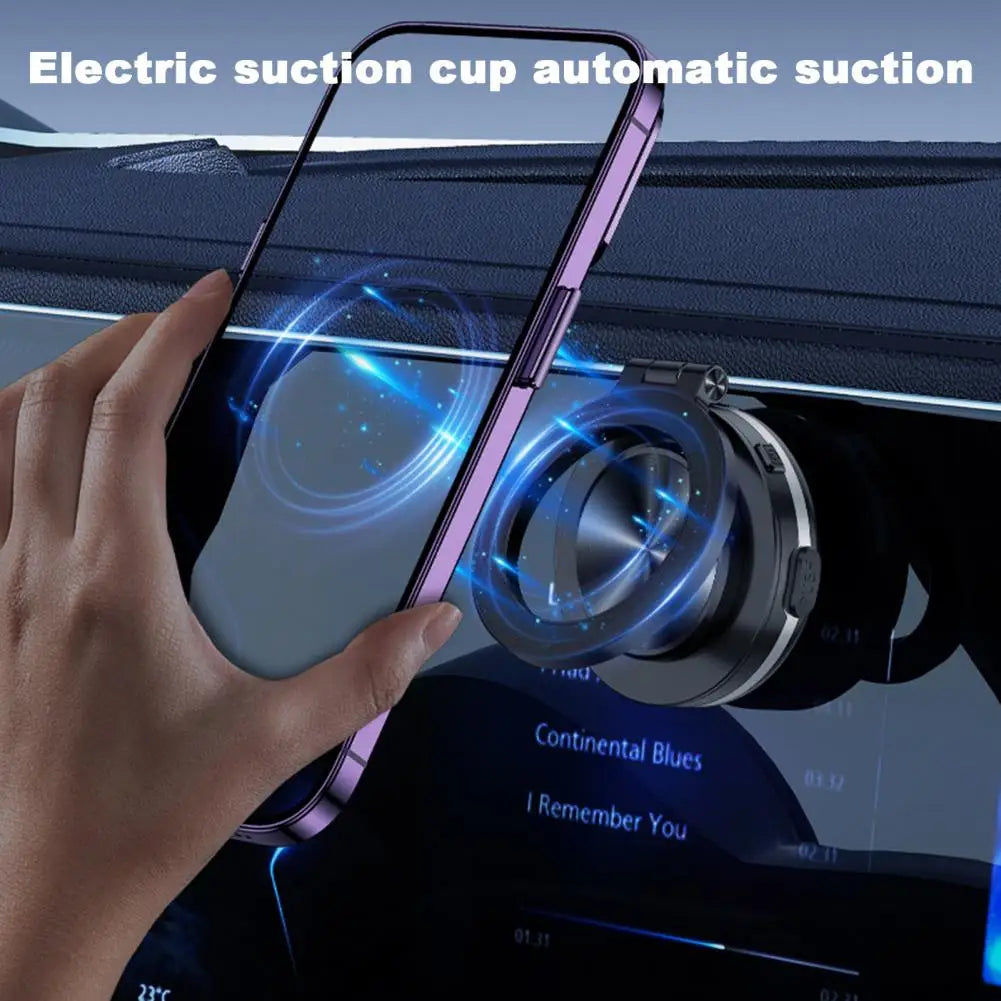 Magnetic Car Phone Holder Electric Vacuum Suction Cup Phone Mount 360 Degrees Rotation Strong Magnetic Car Phone Stand